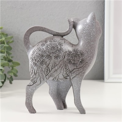 Фигурка полистоун «Серая кошечка с узорами», 5.5×14×17.5 см