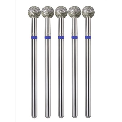 MANITA Фреза алмазная шар для аппаратного маникюра 866.104.001.048.050 ФАШ-5C, синяя насечка, ø 5 мм, 5 шт. 28355