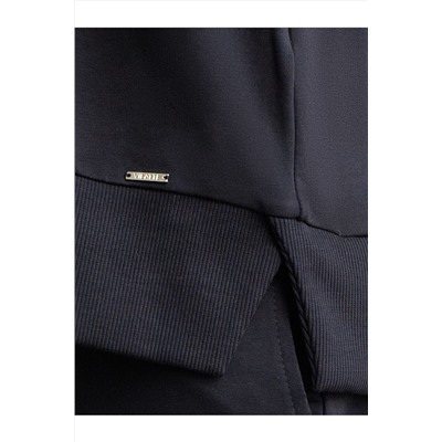 Свободный свитшот с принтом и разрезами из эластичного футера двухнитки без начеса VILATTE, 1228150