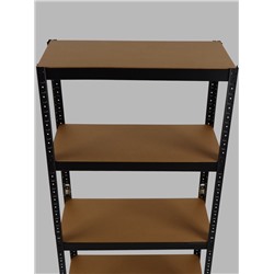 Стеллаж металлический для склада напольный, 4 полки, дерево, 150×70×30 см, чёрный