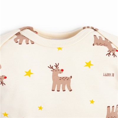 Костюм детский (джемпер, брюки) «Крошка Я» Merry Xmas, рост 80-86 см, бежевый