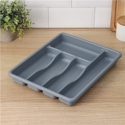 Лоток для столовых приборов BARONESS, 36×29×5 см, 5 отделений, серый