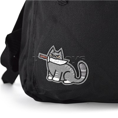 Рюкзак "What cats" подростковый 40x29x17 см (14 л) 250 г, 1 отделение на молнии, 1 передний карман, вышивка, черный