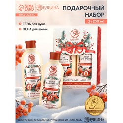 Подарочный набор косметики новогодний «С Новым годом и Рождеством», гель для душа и пена для ванны 2×250 мл, РЯБИНА