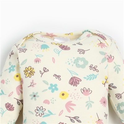 Боди для девочки «Крошка Я» Flower, рост 62-68 см, бежевое