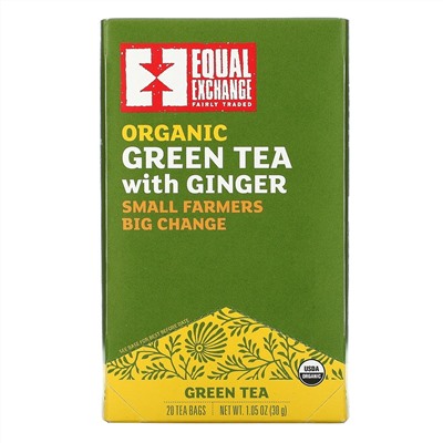 Equal Exchange, Organic Green Tea With Ginger, 20 Tea Bags, 1.05 oz ( 30 g)