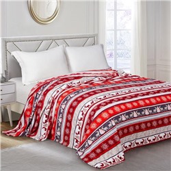 Плед новогодний, 150×200 см, корал-флис, красный