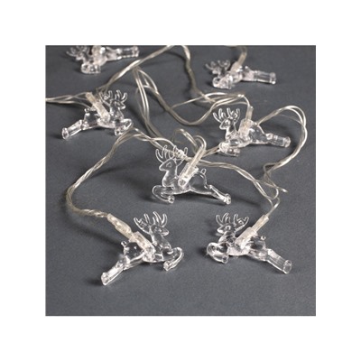 Гирлянда «Нить» 5 м с насадками «Олени», IP20, прозрачная нить, 20 LED, свечение мульти (RG/RB), мигание, 220 В