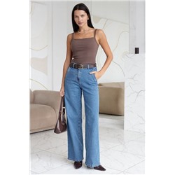 Прямые джинсы трубы со стрелками из эластичного денима VILATTE, 1230657