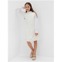 Платье нарядное для девочки MINAKU: PartyDress, прямое, рост 122-128 см, белое