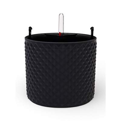 Кашпо для цветов «Фасет», 2 л, d=15 см, h=14 см, пластиковое, с автополивом, со вставкой, серое