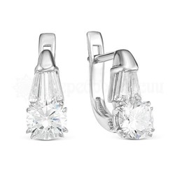 Серьги из серебра с фианитами родированные 925 пробы С-3475рс200