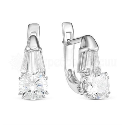 Серьги из серебра с фианитами родированные 925 пробы С-3475рс200