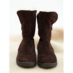 Полусапоги женские шоколадные замшевые с замком на литой подошве