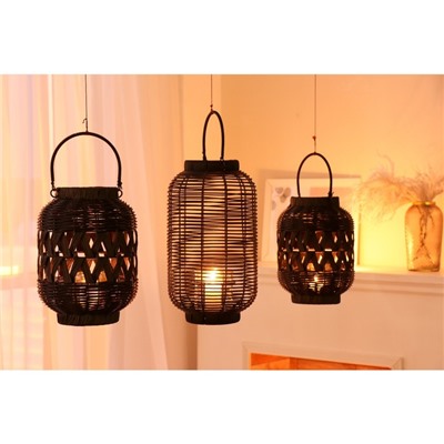 Подсвечник - фонарь на 1 свечу «Корзинка», пластик, чёрный, 30×21×21 см