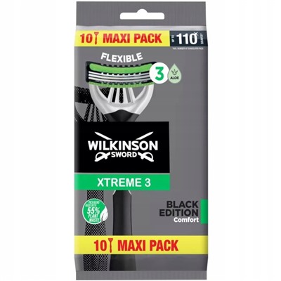 Станок для бритья одноразовый Schick (Wilkinson Sword) Xtreme-3 Black Edition (10шт.)