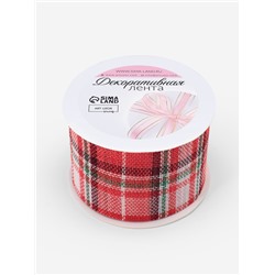 Лента текстильная «Клетка», 50 мм, 4.5±0.5 м, красная, белая