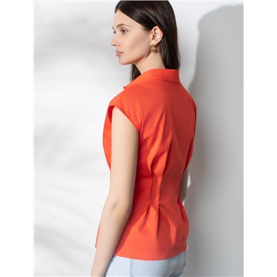 Блузка приталенного кроя с коротким рукавом из легкого хлопкового поплина с эластаном
