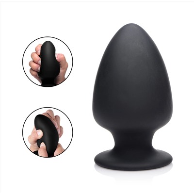 Черная мягкая анальная пробка Squeezable Large Anal Plug - 13,2 см.