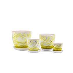 Горшок для цветов «Тропики», керамика, с поддоном, набор 4 шт.: 400 мл, 1 л, 2.5 л, 5 л