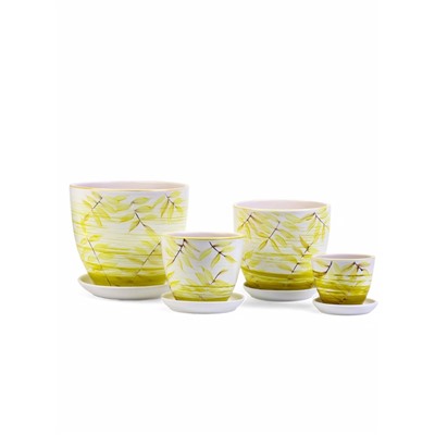 Горшок для цветов «Тропики», керамика, с поддоном, набор 4 шт.: 400 мл, 1 л, 2.5 л, 5 л