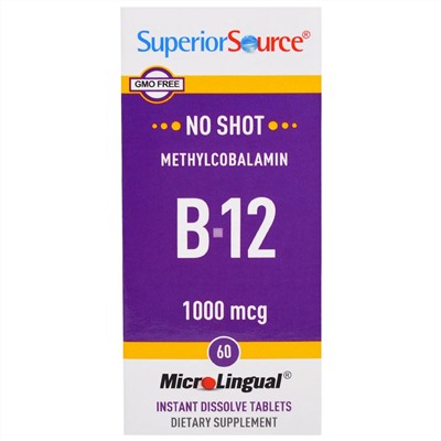 Superior Source, Метилкобаламин B-12, 1000 мкг, 60 быстрорастворимых таблеток MicroLingual