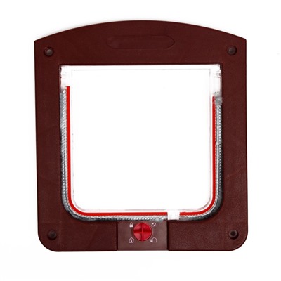 УЦЕНКА Дверь для животных с 4 режимами, проем 15×15.5 (общ. 22.5×20 см), тёмно-коричневая