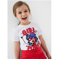 Комплект трикотажный для девочек: фуфайка (футболка), юбка-шорты