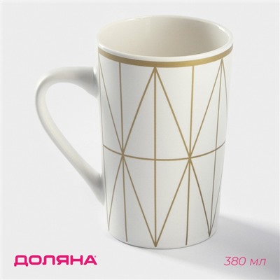 Кружка Доляна White style, 380 мл, фарфор, белая
