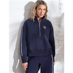 Джемпер с воротом на молнии и лампасами из футера двухнитки с эластаном