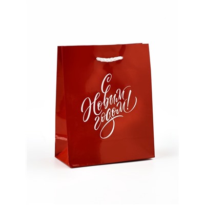 Пакет подарочный новогодний ламинированный «С Новым годом», S 15×12×5.5 см