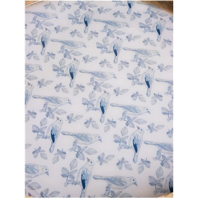 Поднос круглый с бортиками «Синие птицы», 35×35×6.5 см, дерево манго