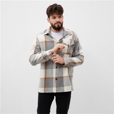 Рубашка мужская в клетку MIST, размер 48, серый