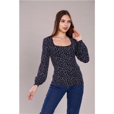 Лонгслив "Декольте" (Синий)