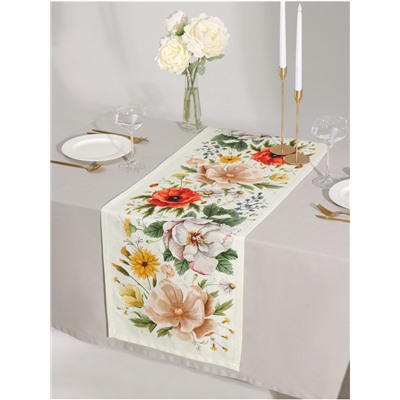 Дорожка на стол Этель Red flowers 40×146 см, 100% хлопок, саржа 190 г/м²