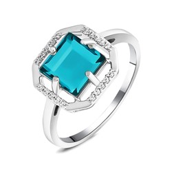 Кольцо, аквамарин выращ., Розали