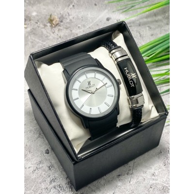 Подарочный набор для мужчины часы и браслет + коробка #22864423