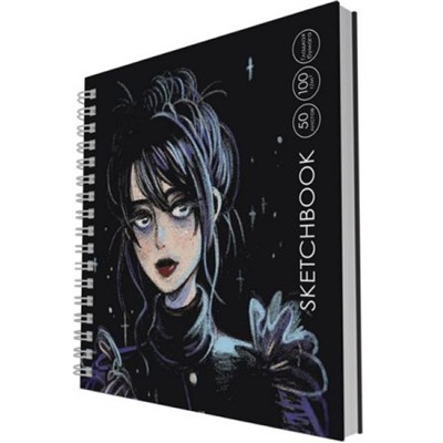 Скетчбук 165х165 мм 50л твердая обложка на спирали "Обаятельная и мрачная" ТС505448 Listoff