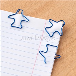 Скрепки фигурные самолет L28 мм, 12 шт.,пластик.коробка, европодвес синие