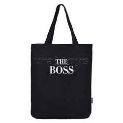 Сумка-шоппер "The BOSS" 34х43,5x8 см, расширение дна 8 см, канвас, 1 отделение на молнии и магнитной кнопке, 1 внутренний карман на молнии, с рисунком