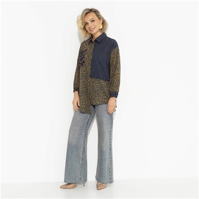 Рубашка асимметричного кроя, Жемчужина образа (green)