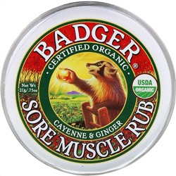 Badger Company, Sore Muscle Rub, мазь от боли в мышцах с кайенским перцем и имбирем, 21 г (0,75 унции)