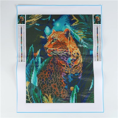Алмазная мозаика с полным заполнением на холсте «Леопард», 30×40 см