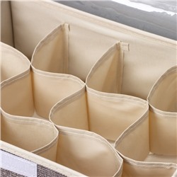 Органайзер для хранения белья Доляна «Тео», 12 ячеек, с прозрачной крышкой, 32×23×12 см, серый