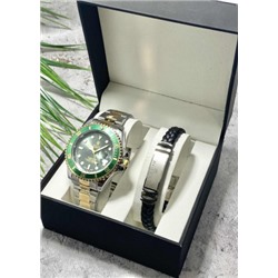 Подарочный набор для мужчины часы и браслет + коробка #22853525