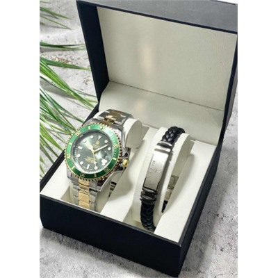 Подарочный набор для мужчины часы и браслет + коробка #22853525