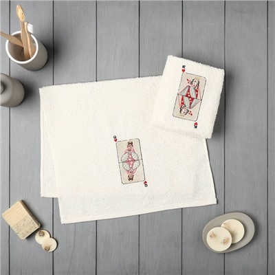 Полотенца махровые «Любовная пара», 35×60 см - 2 шт., хлопок 100%