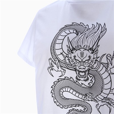 Футболка женская «Дракон», принт белый, чёрный, размер 46