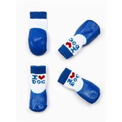 Носки «Я люблю», размер S, 4×5 см, с прорезиненной подошвой, синие