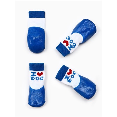 Носки «Я люблю», размер S, 4×5 см, с прорезиненной подошвой, синие